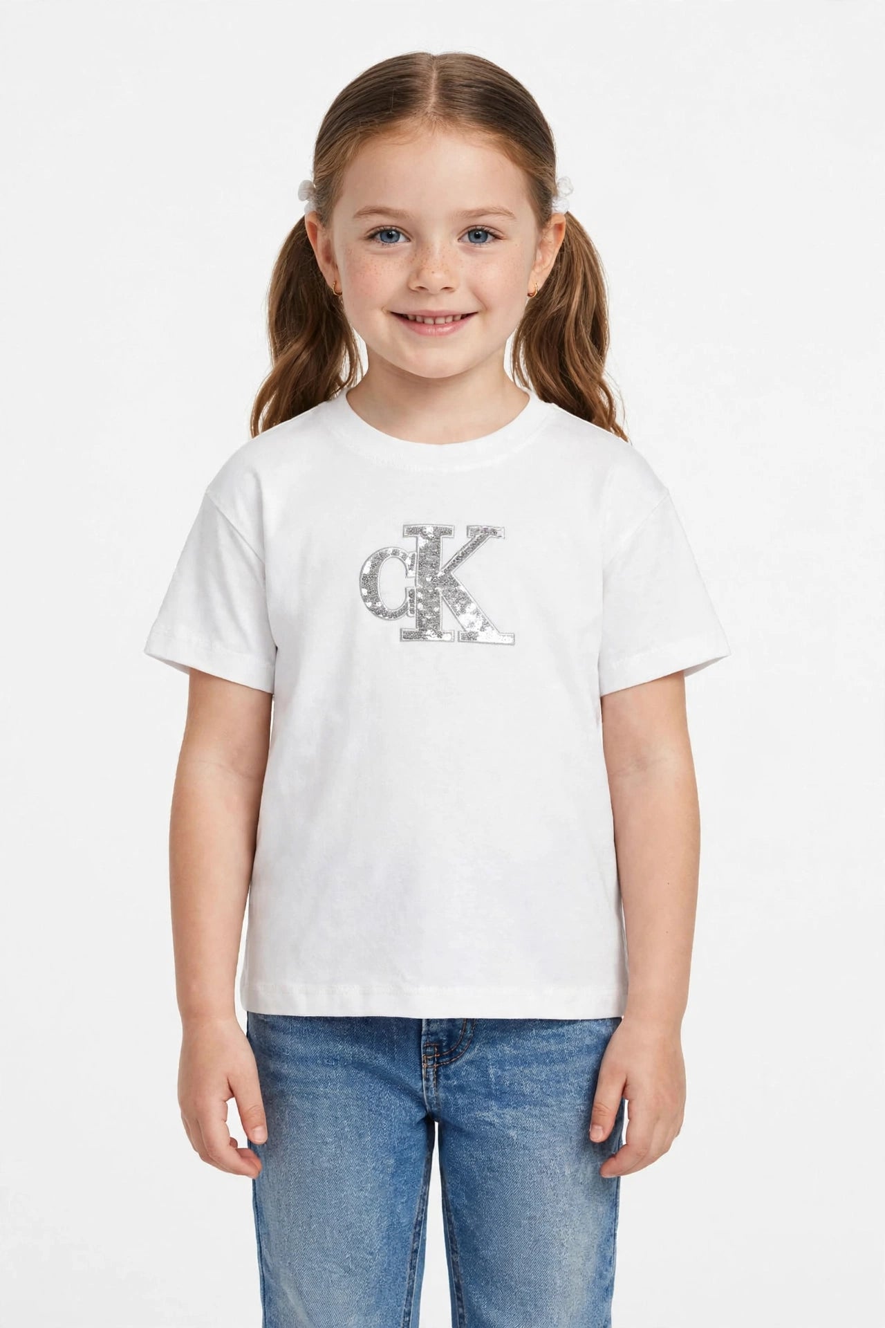 Calvin Klein Kids T-Shirt - CK Rhinestone Logo Tee -#00389