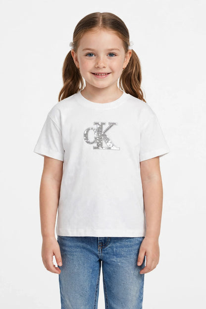 Calvin Klein Kids T-Shirt - CK Rhinestone Logo Tee -#00389