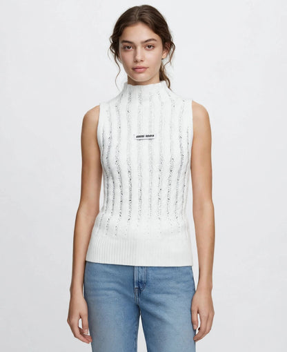 Miu Miu Crystal Embellished Knit Vest - #00319