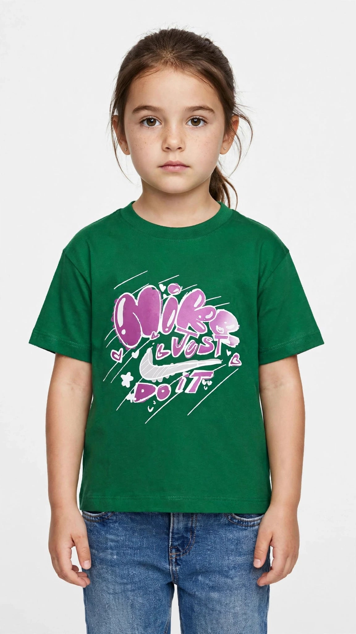 Nike Kids "Just Do It" Bubble Graffiti T-Shirt - Cotton Graphic Tee -#00388