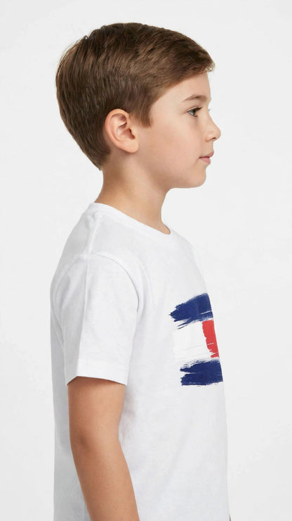 Tommy Hilfiger Boys Brushstroke Flag T-Shirt - Kids Cotton Tee #00384