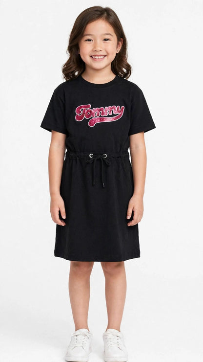 Tommy Hilfiger Girls Sequin Logo T-Shirt Dress -#00387