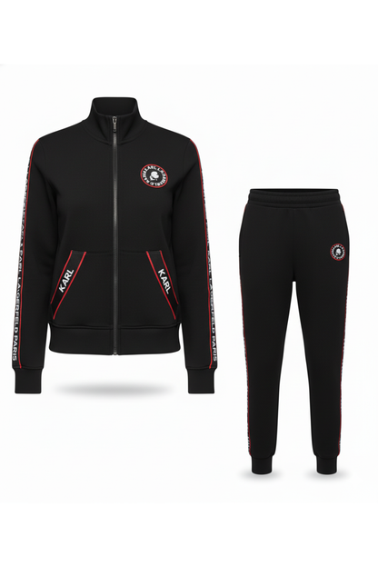 Karl Lagerfeld Paris Black Logo Tape Tracksuit / #00160