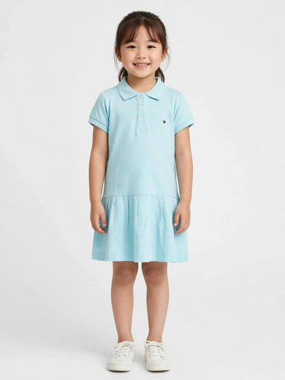 Tommy Hilfiger Girls' Polo Ruffle Dress - 100% Cotton Summer Dress #00359
