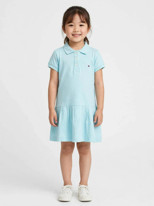 Tommy Hilfiger Girls' Polo Ruffle Dress - 100% Cotton Summer Dress #00359