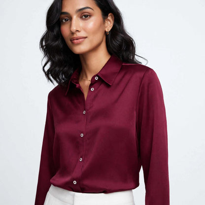 Zara Satin Button chemise- Women's Classic Fit #00342
