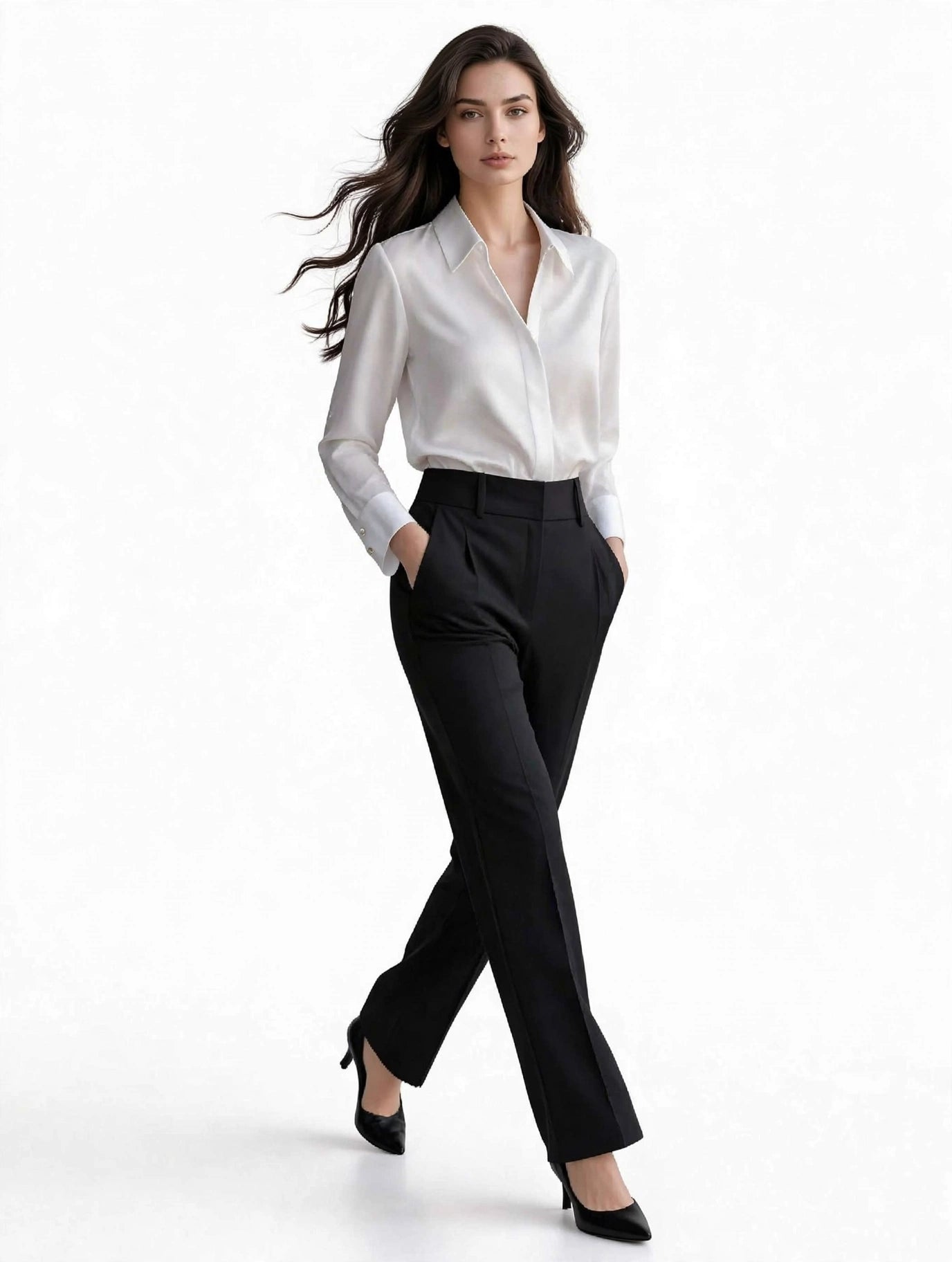 ZARA Satin Effect Shirt - Premium Long Sleeve Button Up Blouse-#00395