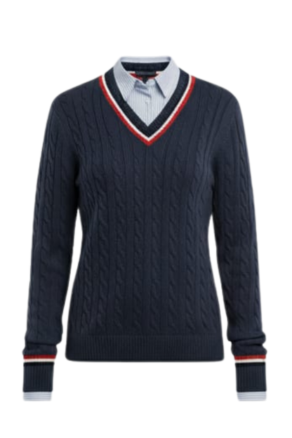 Tommy Hilfiger Striped Cable Knit Sweater/ #0083