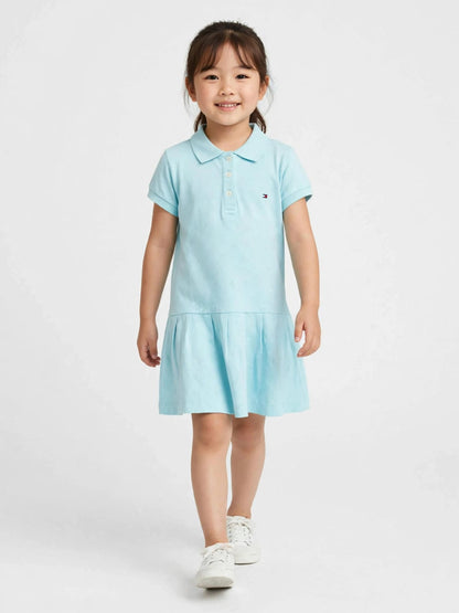 Tommy Hilfiger Girls' Polo Ruffle Dress - 100% Cotton Summer Dress #00359