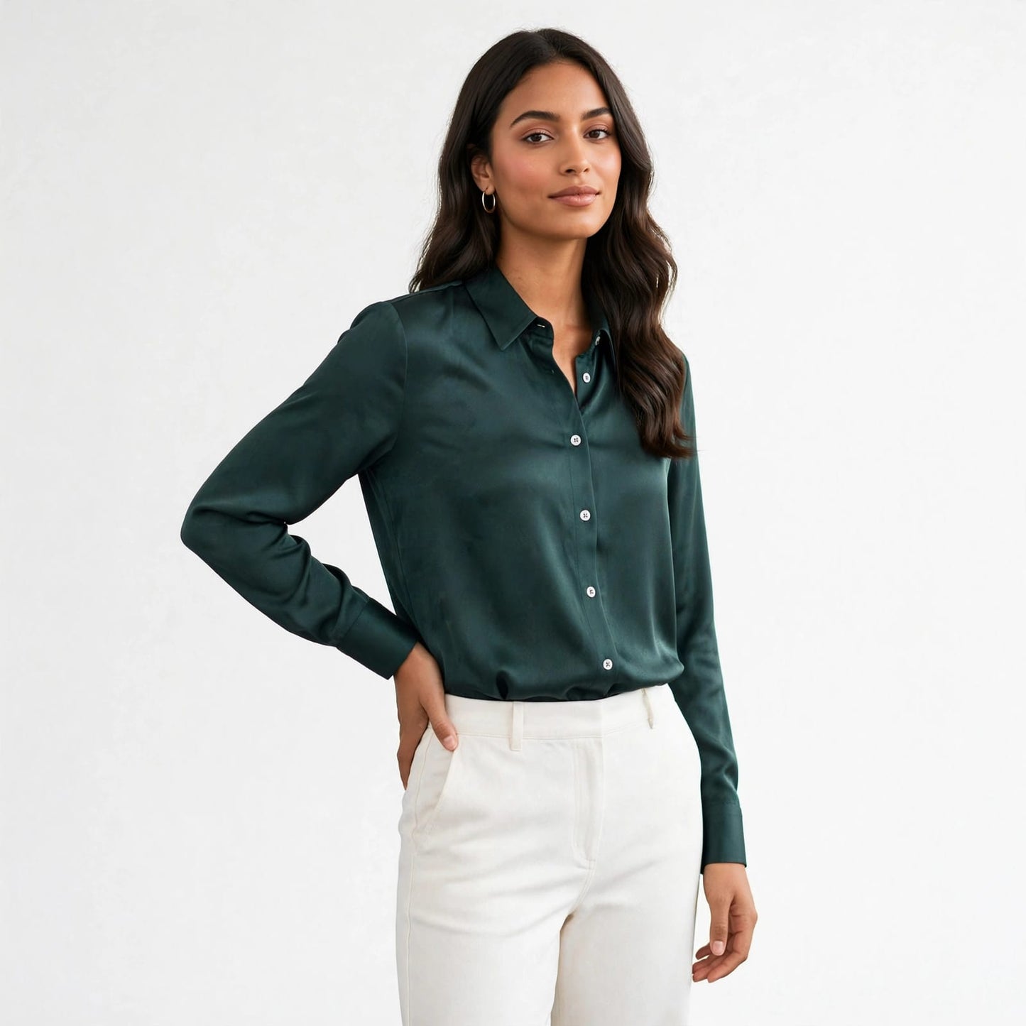 Zara Satin Button chemise- Women's Classic Fit #00342