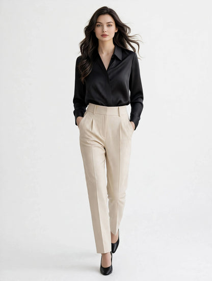 ZARA Satin Effect Shirt - Premium Long Sleeve Button Up Blouse-#00395