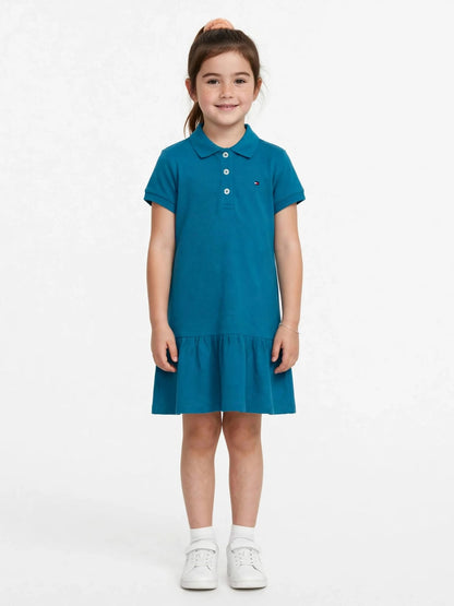 Tommy Hilfiger Girls' Polo Ruffle Dress - 100% Cotton Summer Dress #00359