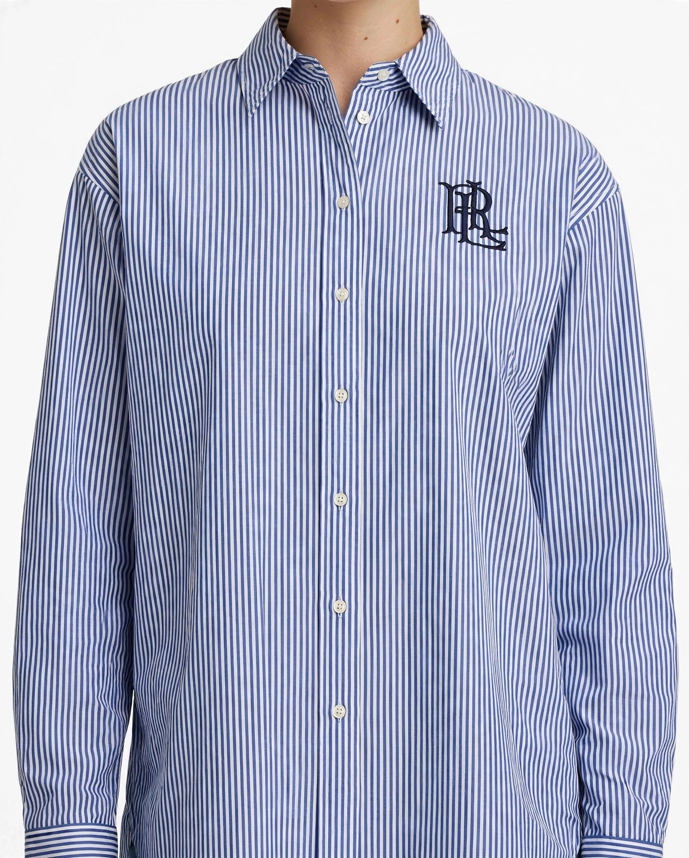 Ralph Lauren Classic Striped Button-Down Shirt with RL Logo-#00398