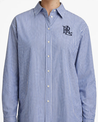 Ralph Lauren Classic Striped Button-Down Shirt with RL Logo-#00398
