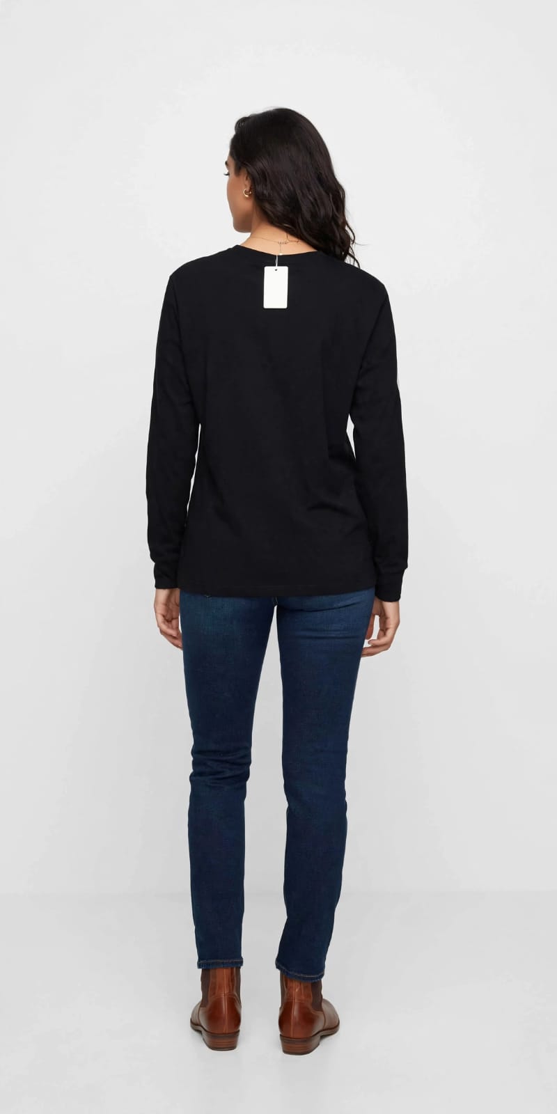 Women's Guess Triangle Logo Long Sleeve Tee - Black#00329