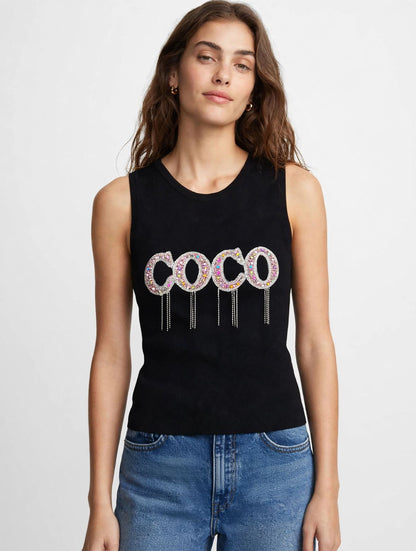 Chanel COCO Crystal Embellished Tank Top - #00321