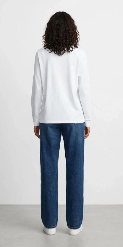 Women's Louis Vuitton Inspired Embroidered Long Sleeve Tee - White #00233