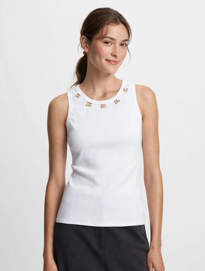 Dolce & Gabbana DG Logo Sleeveless Top - White #00320