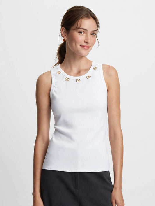 Dolce & Gabbana DG Logo Sleeveless Top - White #00320