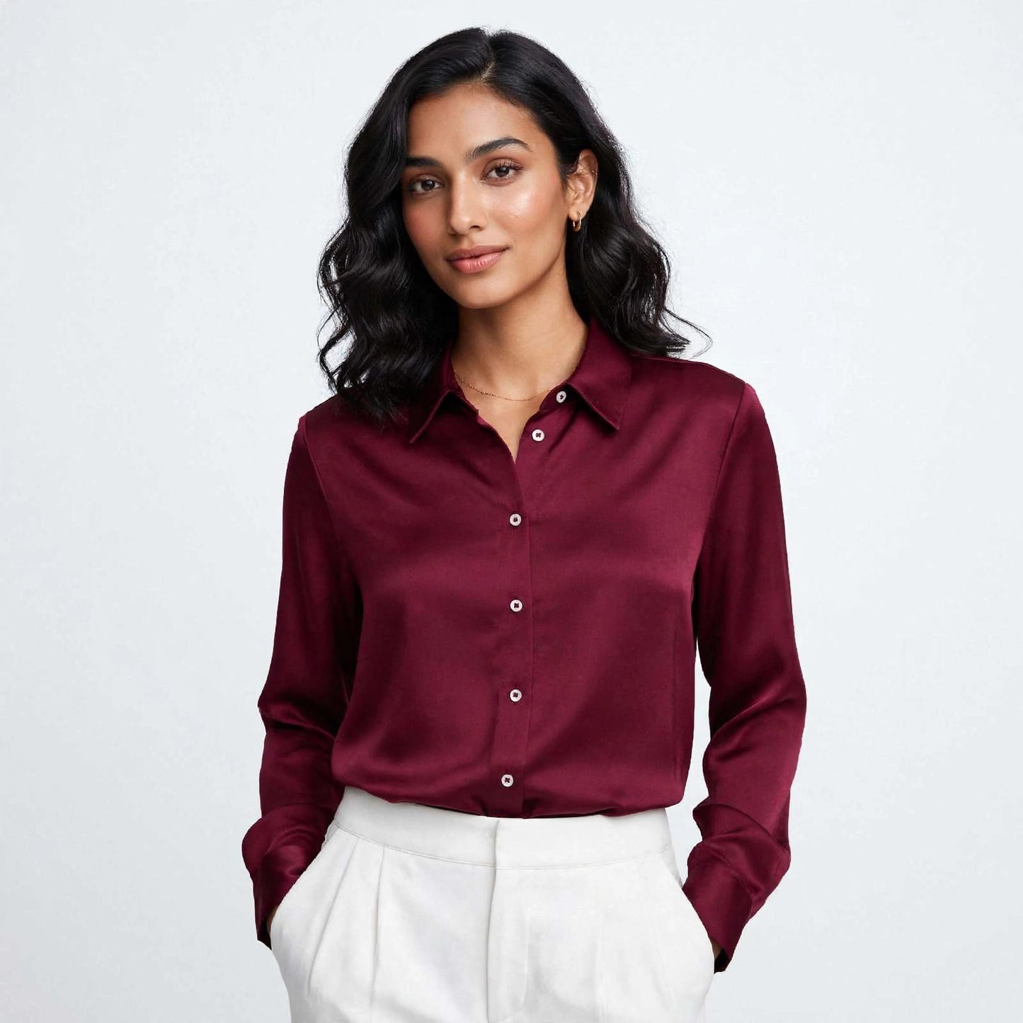 Zara Satin Button chemise- Women's Classic Fit #00342