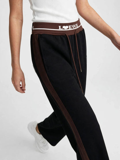 Loewe Logo Waistband Track Pants - Black & Brown Colorblock #00355