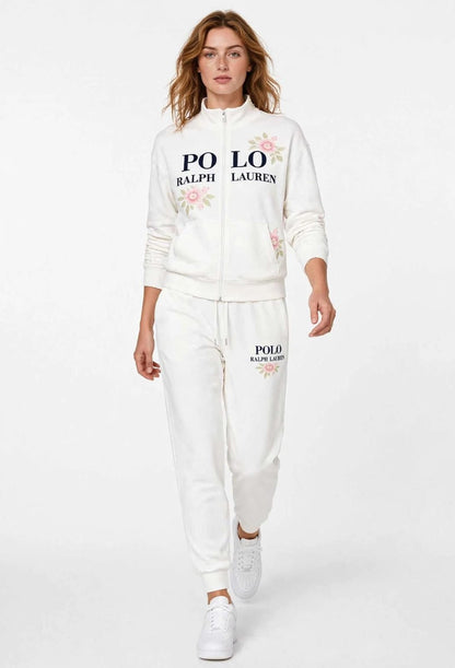 Polo Floral Embroidered Women's Tracksuit Set - Zip-Up Hoodie & Joggers #00340