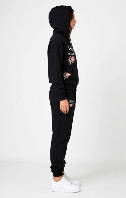 Polo Floral Embroidered Women's Tracksuit Set - Zip-Up Hoodie & Joggers #00340