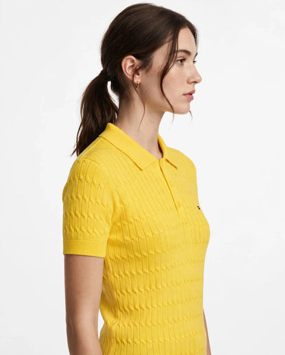 Women's Tommy Hilfiger Cable Knit Polo Shirt - Short Sleeve -#00324