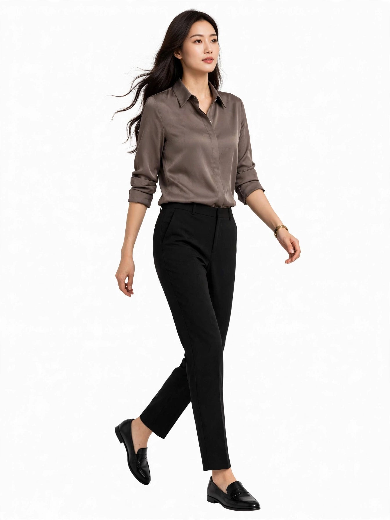 ZARA Satin Effect Shirt - Premium Long Sleeve Button Up Blouse-#00395