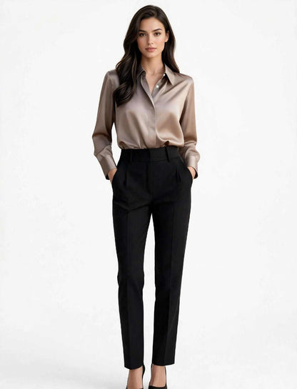 ZARA Satin Effect Shirt - Premium Long Sleeve Button Up Blouse-#00395