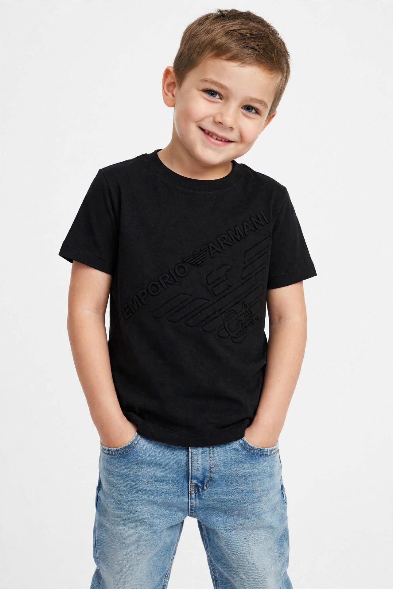 EA7 Emporio Armani Kids T-Shirt - Embossed Eagle Logo Tee -#00391