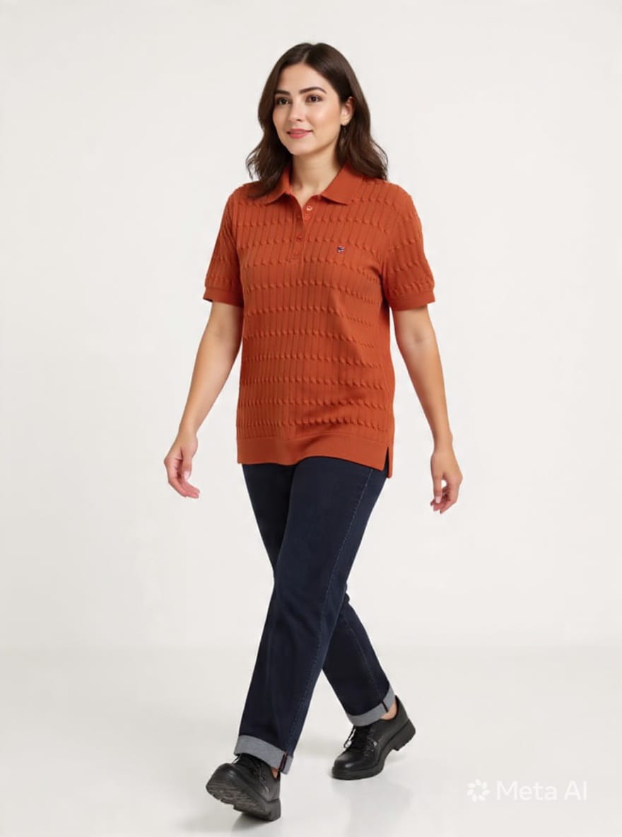Women's Tommy Hilfiger Cable Knit Polo Shirt - Short Sleeve -#00324