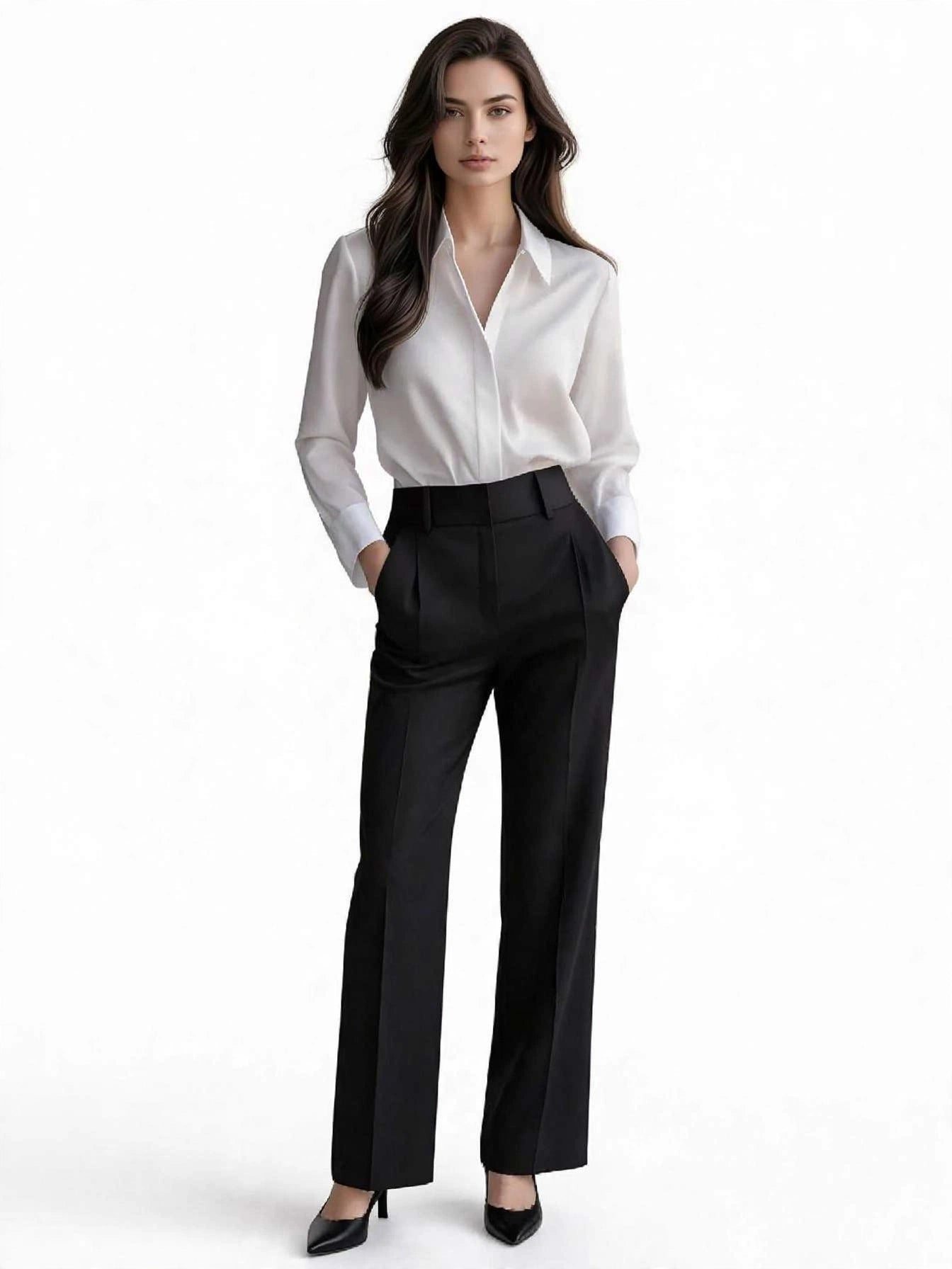 ZARA Satin Effect Shirt - Premium Long Sleeve Button Up Blouse-#00395