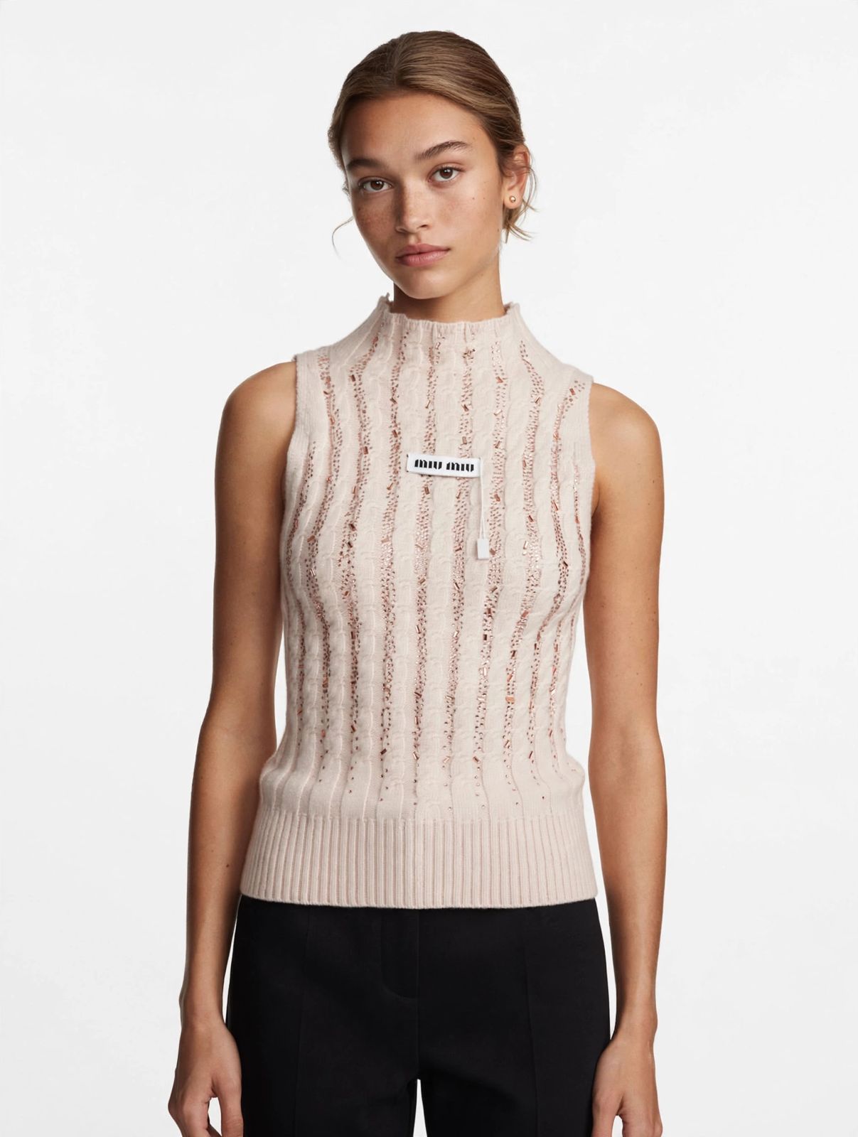 Miu Miu Crystal Embellished Knit Vest - #00319