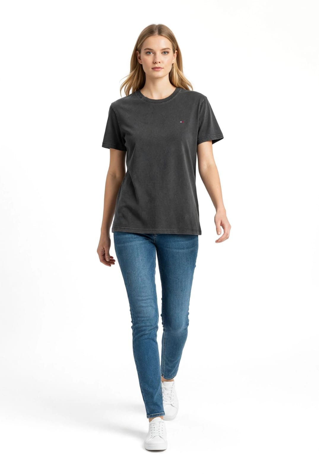 Tommy Hilfiger Women's Classic Flag Logo Crew Neck T-Shirt - 100% Cotton #00366