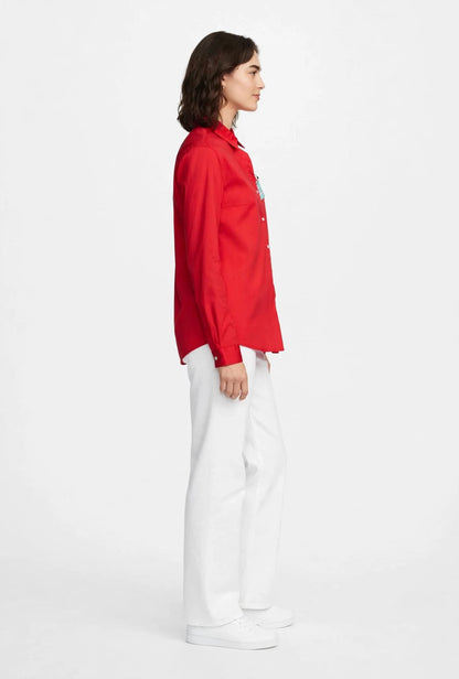 Classic Red Button-Up chemise – Tommy Jeans Logo Cotton Top#00343