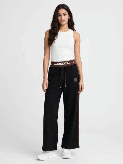 Loewe Logo Waistband Track Pants - Black & Brown Colorblock #00355