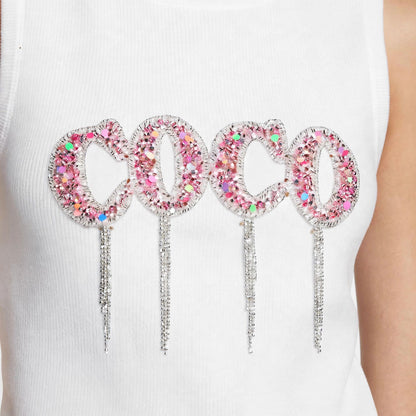 Chanel COCO Crystal Embellished Tank Top - #00321
