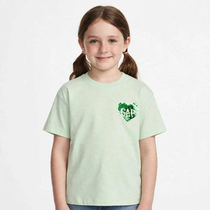 GAP Girls Sequin Heart T-Shirt - Kids Flip Sequin Tee -#00385