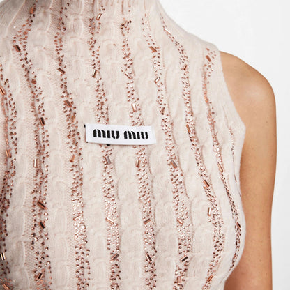 Miu Miu Crystal Embellished Knit Vest - #00319