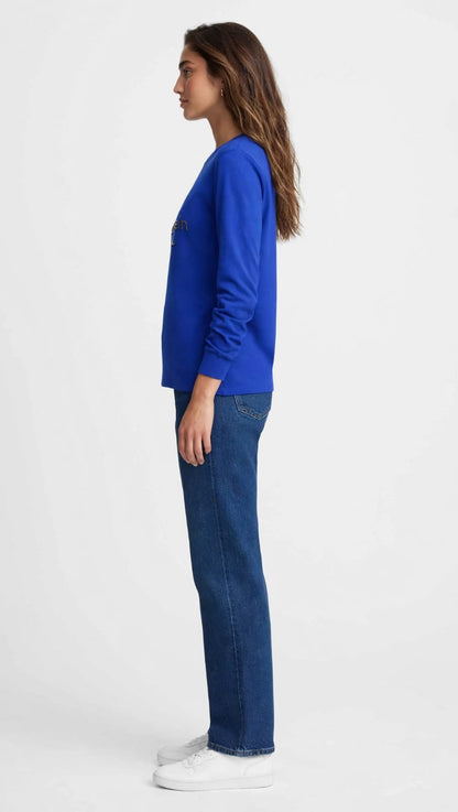 Women's Calvin Klein Monogram Long Sleeve Tee - Royal Blue #00234