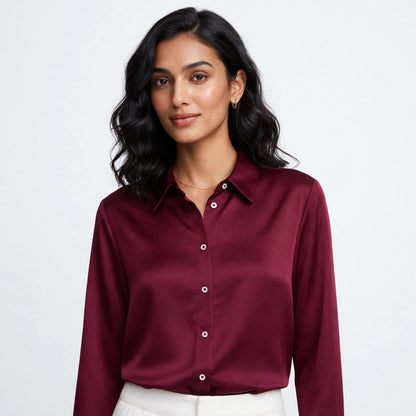 Zara Satin Button chemise- Women's Classic Fit #00342