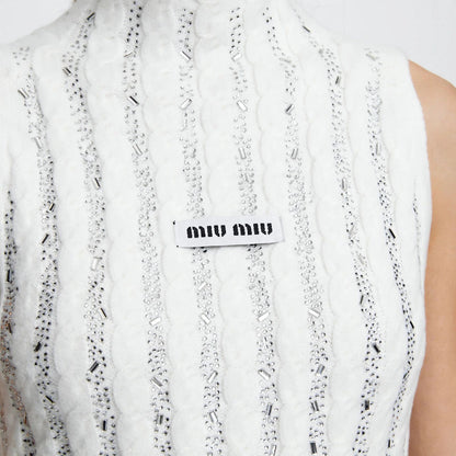 Miu Miu Crystal Embellished Knit Vest - #00319