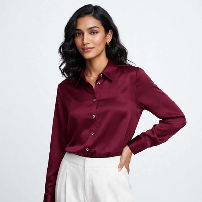 Zara Satin Button chemise- Women's Classic Fit #00342