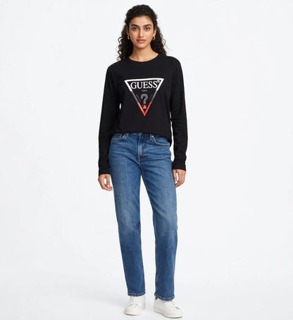 Women's Guess Triangle Logo Long Sleeve Tee #00328