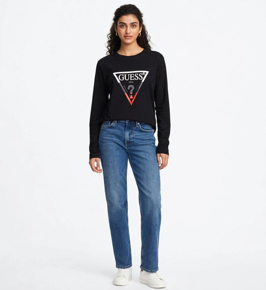 Women's Guess Triangle Logo Long Sleeve Tee #00328