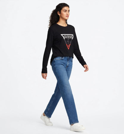 Women's Guess Triangle Logo Long Sleeve Tee #00328