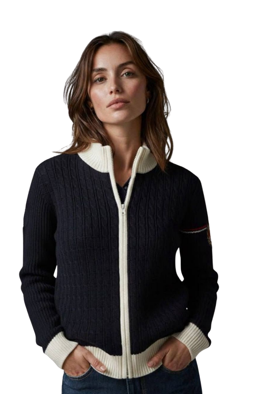 Ralph Lauren White Cable-Knit Zip Sweater / #00149