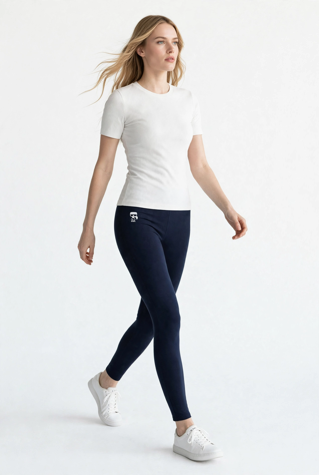 Karl Lagerfeld Navy Logo Leggings | Women's Designer Legging Pants #00379